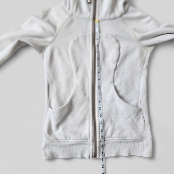 Lululemon Scuba Hoodie Cotton Fleece Heathered White Hooded Sweatshirt Sz 2 - Picture 13 of 15